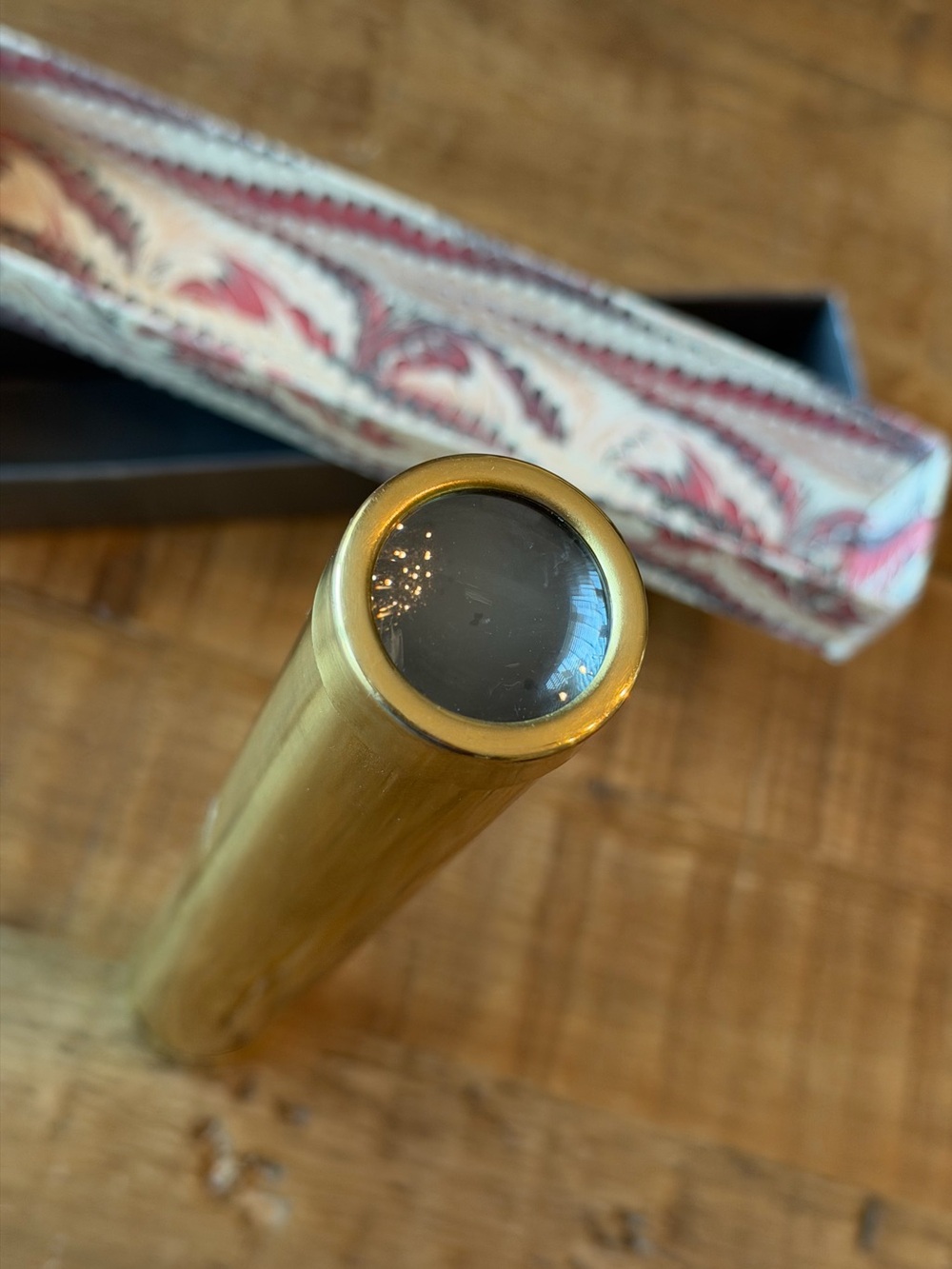 Vintage Brass-Plated Kaleidoscope w/ Box. Nostalgia Toy | Conversation Piece